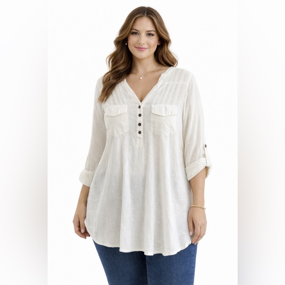 Cocomo Tops - Cocomo Cream Textured Blouse
